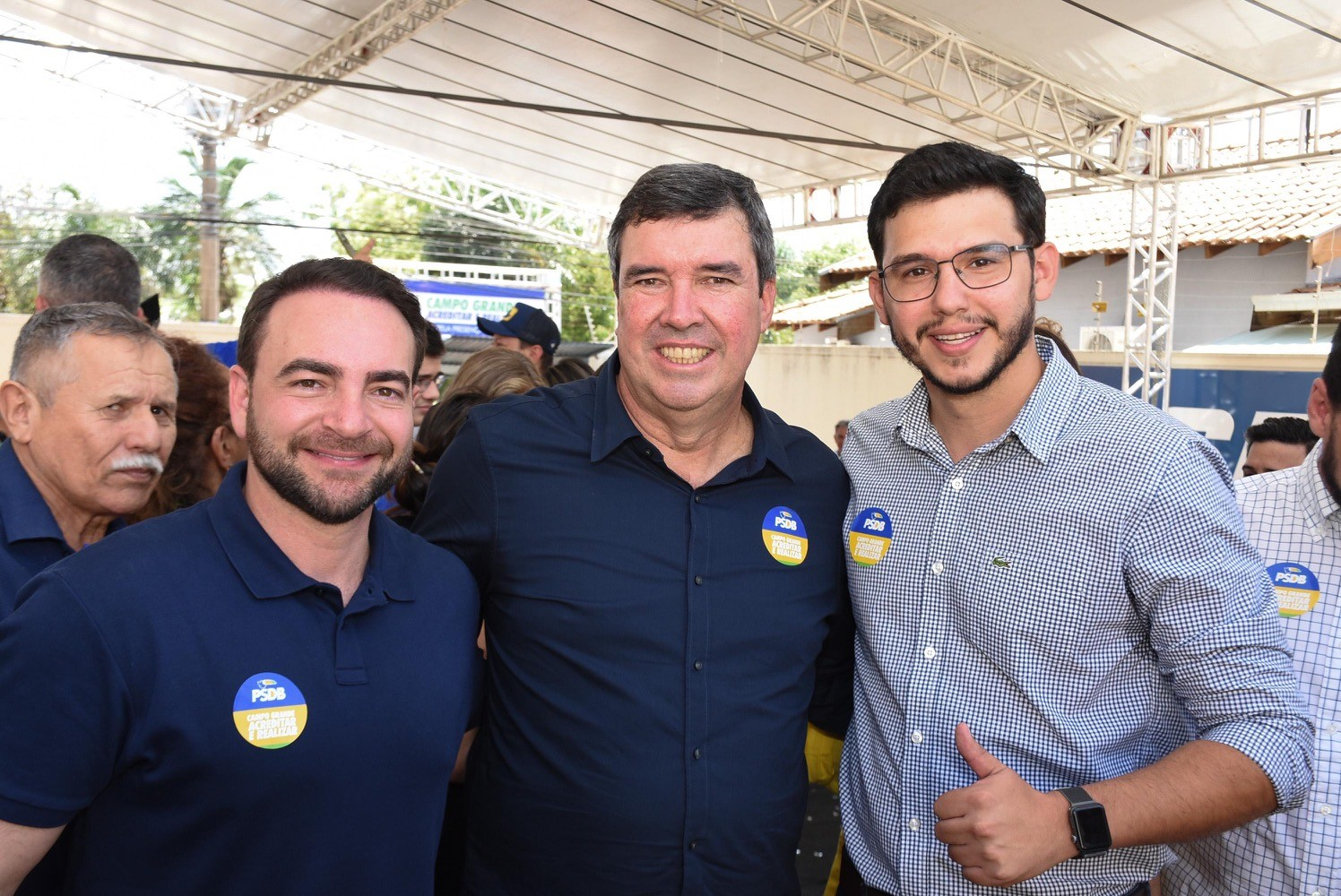 Deputado Estadual João Cesar Matogrosso, governador tucano Eduardo Riedel e Vinicius Aguilera de Maracaju