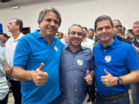 Secretário de Governo Pedro Luiz Caravina, presidente do diretório municipal de Maracaju Thiago Caminha e o prefeito Marcos Calderan
