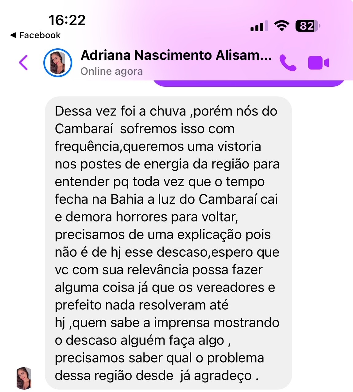 recebemos reclamações no facebook 