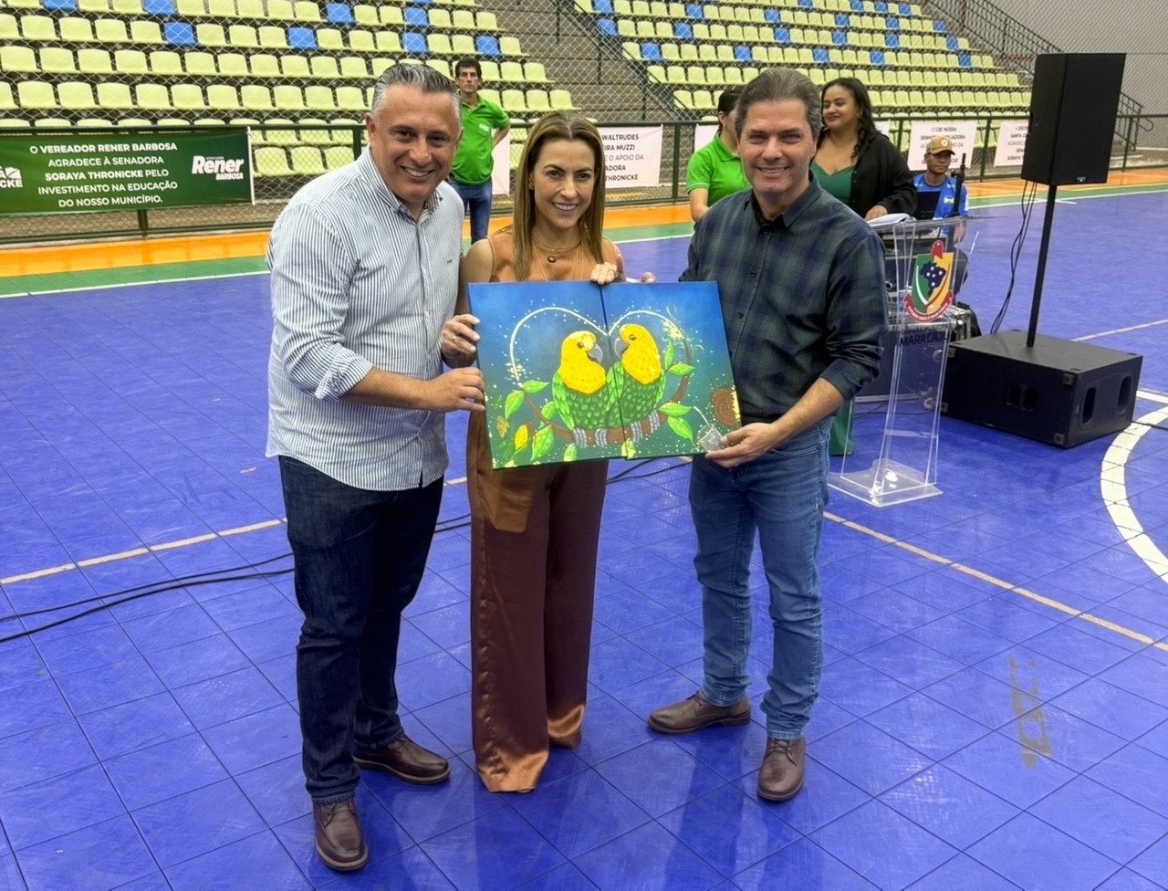 Presidente da câmara Rener Barbosa e Prefeito Marcos Calderan com senadora Soraya (Hosana de Lourdes)