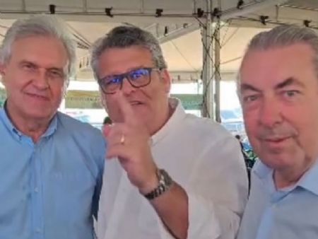 Governador do estado de Goiás Ronaldo Caiado, prefeito de Chapadão do Céu Vinicius Terin e o vice governador Daniel Vilela