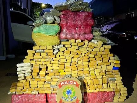 Maconha que estava em carro locado e foi apreendido na fronteira, em junho. (Foto: Divulgação)