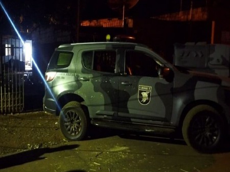 viatura do choque nas ruas de Maracaju
