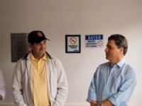 Vereador Catito e o prefeito Marcos Calderan no ato da entrega dos equipamentos