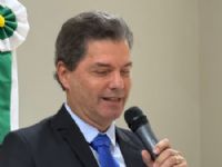 Prefeito de Maracaju Marcos Calderan que esteve presente na abertura dos trabalhos do legislativo