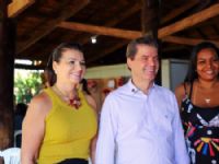 Primeira dama Meire Calderan, prefeito Marcos Calderan e Jamaika do Carmo da Coordenadoria da Mulher de Maracaju