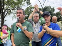 Eduardo Riedel Falando durante a mobilização em Maracaju